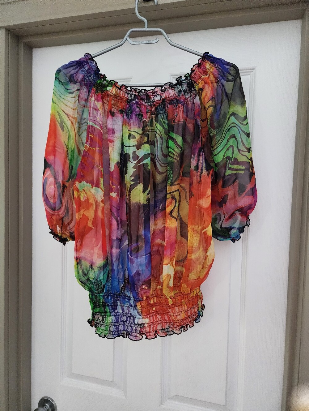 Bohemian Multicolor Off-Shoulder Blouse